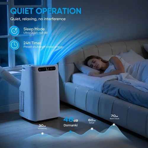 Vista 5 de Aire acondicionado portátil de 12000 BTU para refrigeración de habitaciones de hasta 500 pies cuadrados, unidad de CA portátil silenciosa 3 en 1