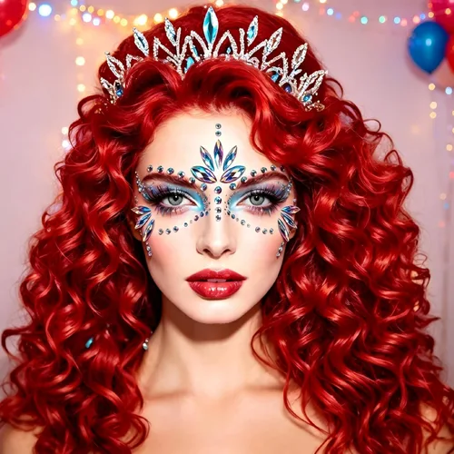 Vista 7 de 6 juegos de joyas de cara de sirena con diamantes de imitación para pegar en Halloween, cosplay, fiesta, carnaval, festival, cristales, tatuajes
