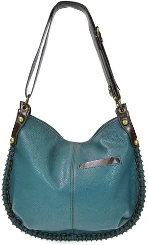 Vista 5 de Chala Bolsos de mano, estilo casual, suave, con hombro grande o bolso cruzado con llavero, color azul marino, Búho