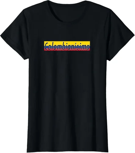 Vista 43 de Camisas Colombianisima Colombia para mujer Bandera de Colombia, Negro, S