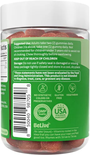 Vista 9 de BeLive Gomitas de fibra para regularidad y salud digestiva, cero azúcar, 60