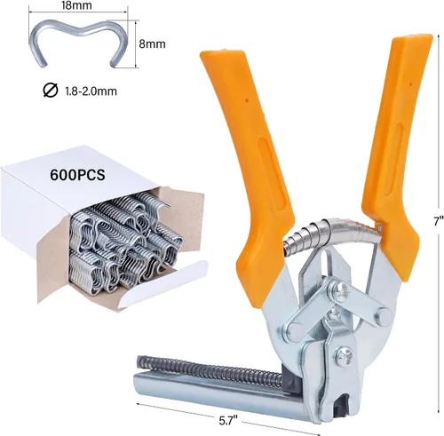 Vista 6 de Alicates de anillo de uñas tipo M con 2400 piezas de clips M para cercas de conejo, pollo, alambre, pinzas de cerdo, kit de alicates de cerdo