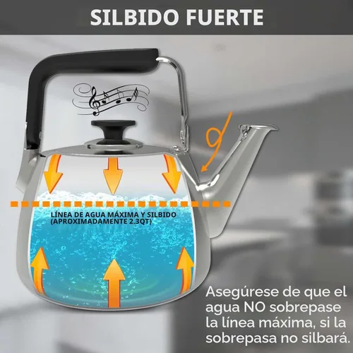 Vista 4 de Hervidor de Té, Hervidor de Té Silbante para Estufa, Tetera de Gran Capacidad Adecuada para Todas las Fuentes de Calor, Tetera Profesional