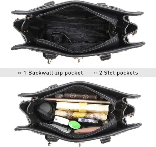 Vista 3 de MKP - Bolso de mano para mujer, dos tonos, con asa superior, juego de 2 unidades, con cartera de muñeca a juego Two tone, Top Handle, Set 2pcs