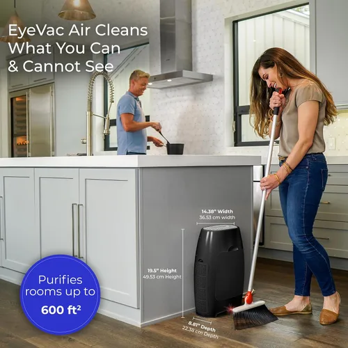 Vista 3 de EyeVac Air - Purificador de aire HEPA 2 en 1 y recogedor automático de vacío sin contacto, ultra rápido y potente, cubre 600 pies cuadrados