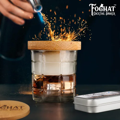 Vista 8 de Foghat Cocktail Smoker - Kit ahumador de cócteles Foghat con combustible de virutas de madera de roble de barricas de whiskey bourbon, nogal ginebra