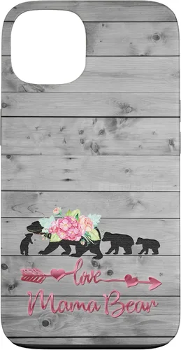 Vista 7 de Pink Floral Black Mama Bear three cubs Vintage Gray Rustic Case for iPhone 16