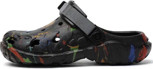 Vista 2 de SECHRITE Zuecos de jardín para hombre y mujer, zapatos de jardín con graffiti, sandalias deportivas unisex para adultos, atléticas, de verano, al