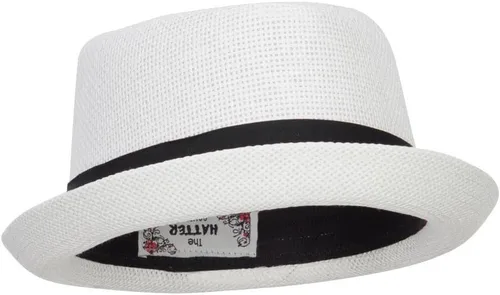 Vista 4 de Fedora de pastel de cerdo sólido de gran tamaño Blanco