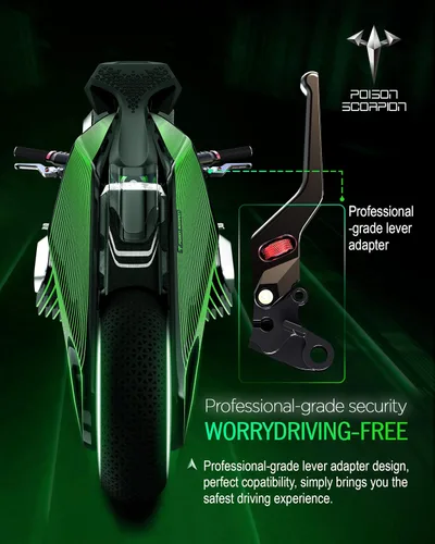 Vista 5 de POISON SCORPION Palancas de embrague de freno de motocicleta, rodillo negro de rueda corta ajustable izquierda derecha palanca compatible con ZX10R
