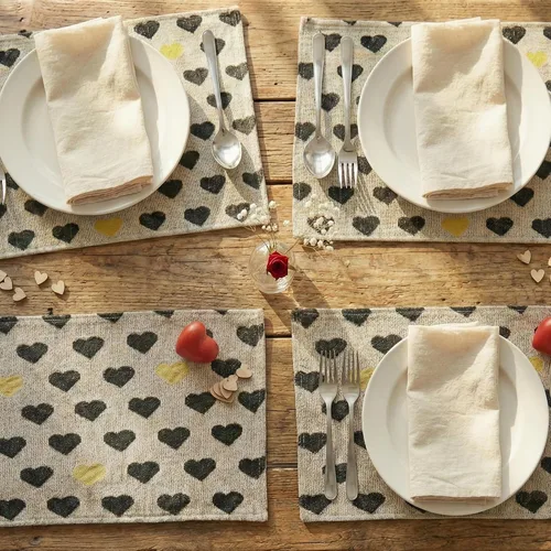 Vista 15 de DaDa Bedding - Juego de 4 manteles individuales de algodón y lino para mesa de comedor, 13 x 19 pulgadas