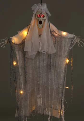 Vista 2 de Decoración Colgante de Fantasma con Luz para Halloween de 3FT Multicolor