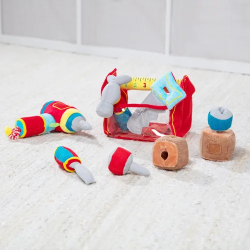 Vista 9 de Melissa & Doug Caja de herramientas para rellenar y derramar, juguete para niños pequeños con taladro vibratorio (9 piezas)