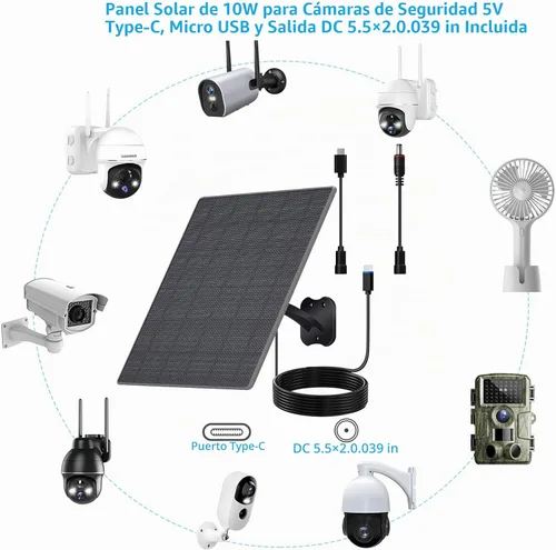 Vista 3 de Zivif el panel solar 10W para las cámaras de seguridad, cargador solar 5V Gris