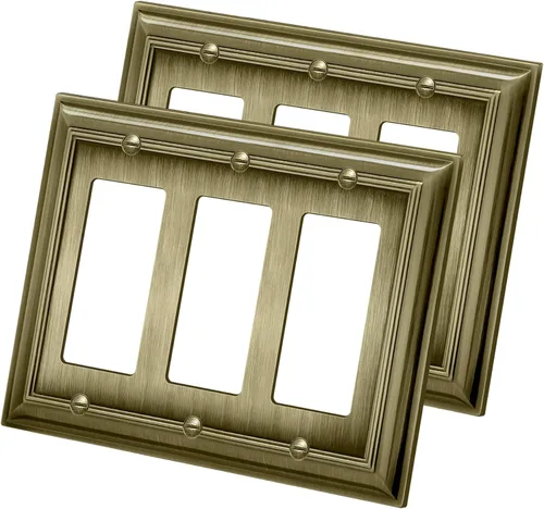 Vista 12 de BESTTEN Placa de pared combinada de 1 palanca/1 decorador, tamaño mediano, 2 bandas, resistente a la corrosión, latón antiguo, cubierta de salida