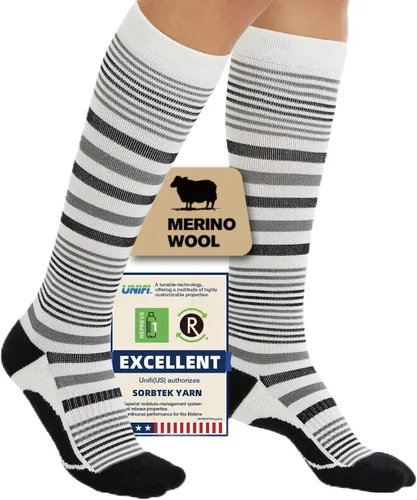 Vista 13 de Merino Wool Compression Socks for Women Men 15-20 mmHg for flying Bobina gris