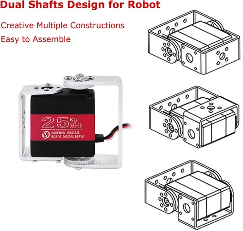 Vista 4 de Servos completos de la dirección de Digitaces del engranaje del metal del alto esfuerzo de torsión del motor servo del robot de 55.1 lbs