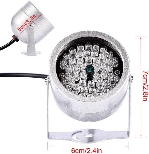 Vista 5 de Fosa 140 luces LED de visión nocturna infrarroja impermeable para cámara CCTV de seguridad