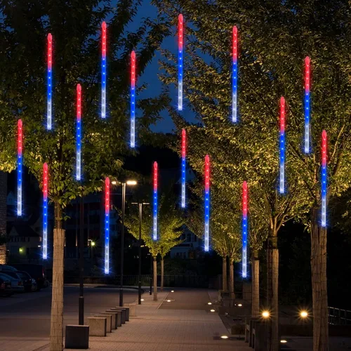 Vista 15 de Dazzle Bright 288 luces LED de Navidad, luces de lluvia de meteoritos de 11.8 pulgadas con 8 tubos, enchufe impermeable, luces de lluvia que caen