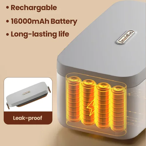 Vista 3 de xeamun Fiambrera eléctrica inalámbrica para hombres y adultos, calentador de alimentos portátil y autocalentable, contenedor SS de 1 litro, perfecto
