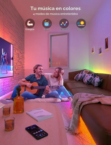 Vista 5 de MINGER RGBIC - Tira de luces LED de 16.4 pies, luces LED que cambian de color Bluetooth, control de aplicación segmentada, sincronización de música