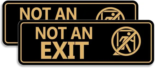 Vista 9 de Letrero estándar NOT an EXIT (Stick Man) (negro/oro), tamaño pequeño