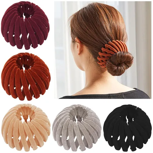 Vista 9 de TOBATOBA Bird Nest - Pinza mágica para el cabello, 5 unidades, plástico mate, horquilla expandible para cabello fino, soporte para cola de caballo