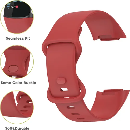 Vista 2 de Correas deportivas compatibles con Fitbit Charge 5 Smartwatch Accesorio, correa de reloj de silicona suave, pulsera de repuesto para Charge5