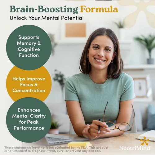 Vista 7 de Suplemento de apoyo para la salud cerebral y la memoria, nootrópico con Bacopa, DMAE y B12, promueve el enfoque agudo, el estado de alerta cognitiva