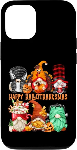 Vista 26 de iPhone 16 Halloween Thanksgiving Christmas Gnomes Happy Hallothanksmas Case