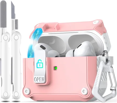 Vista 104 de R-fun Funda de carga compatible con AirPods de 2ª generación 2019, 1ª generación 2016, protección completa contra caídas, tapa desplegable