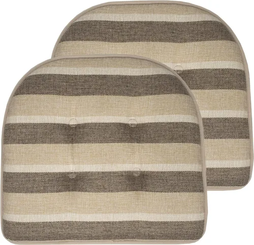 Vista 21 de Sweet Home Collection - Cojín de asiento de espuma viscoelástica y respaldo de caucho antideslizante con capitoné para silla, cojín en U, 17x16 Gris