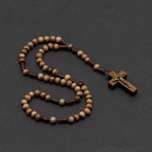 Vista 8 de Rosario de madera de tamaño pequeño de bolsillo Intercession fabricado en Brasil