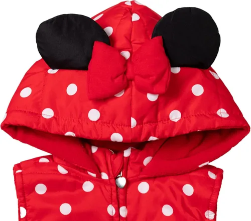 Vista 6 de Disney Minnie Mouse - Conjunto de camiseta y leggings acolchados con cremallera y chaleco de 3 piezas para bebés y niños grandes