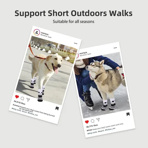 Vista 6 de PUPTECK Calcetines antideslizantes para perros con agarres de doble cara para perros pequeños, medianos y grandes, suelos de madera dura que evitan