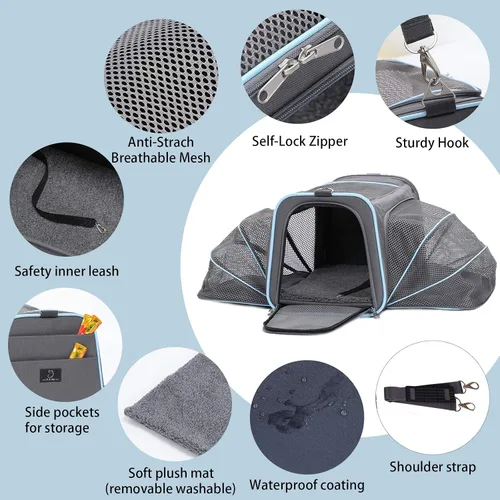 Vista 4 de A 4 Pet Airline Approved Cat Carrier, Soft-Sided, Washable, for Cats