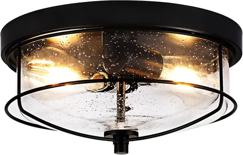 Vista 8 de Foucasal Luces de techo doradas para interiores y exteriores, luces móviles y de baño con paneles de vidrio sembrado