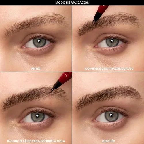 Vista 4 de L'Oréal Paris Faux Brow, Lápiz para cejas de aspecto capilar, con punta de doble cepillo, maquillaje de cejas rápido y preciso, castaño oscuro, 0.04