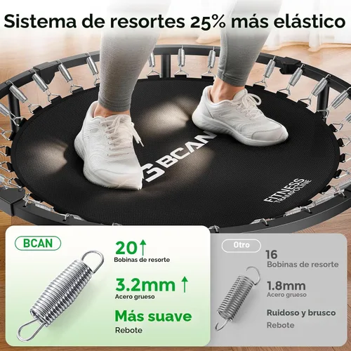 Vista 2 de BCAN SP3 40/48" Exercise Rebounder Trampoline for Adults, Handlebar, Indoor