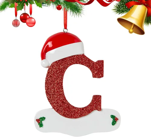 Vista 9 de Adornos de Navidad personalizados de 26 letras, mesa de decoración navideña para interiores (A)