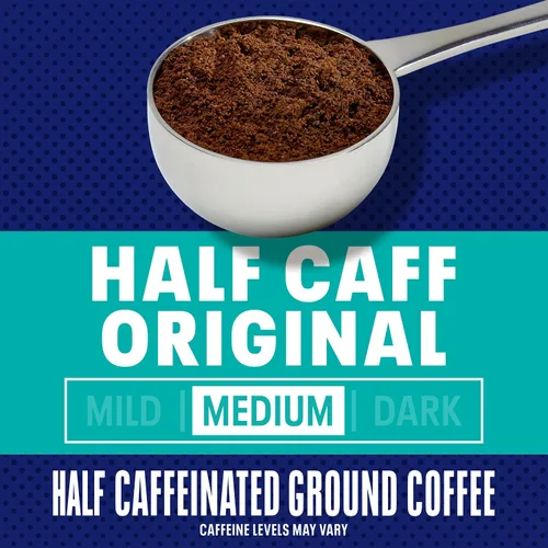 Vista 3 de Maxwell House Half Caff - Café molido de tostado medio con 1/2 de cafeína (recipiente de 25.6 onzas)