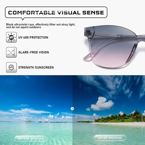 Vista 5 de Colrea Gafas de sol cuadradas clásicas para mujer, sin marco, modernas, protección UV, CL22001