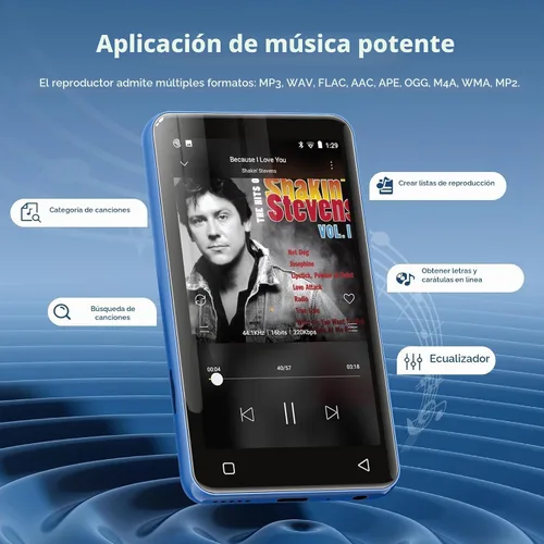 Vista 3 de innioasis G1 - Reproductor de MP3 para niños con Bluetooth, WiFi, reproductor MP4 Android de 80 GB, pantalla táctil completa de 4 pulgadas