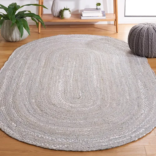 Vista 20 de SAFAVIEH Alfombra trenzada de la colección – Alfombra redonda de 3 pies, color beige con detalles rosados, algodón hecho a mano, estilo cabaña