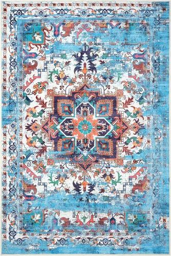 Vista 22 de GLN Rugs Traditional Collection - Alfombra de felpilla lavable a máquina, tradicional lavable, antideslizante, alfombra de felpilla de pelo corto