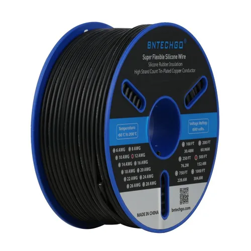 Vista 10 de BNTECHGO Carrete de alambre de silicona calibre 12, 50 pies, color marrón, flexible, 12 AWG, alambre de cobre estañado trenzado