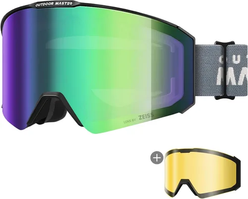 Vista 11 de OutdoorMaster - Gafas de esquí Falcon con lente de ZEISS, gafas de snowboard OTG antiempañamiento, lente intercambiable magnética, gafas de nieve