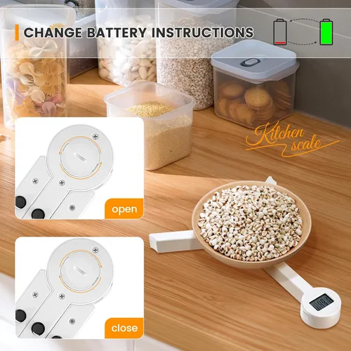 Vista 7 de Báscula de alimentos plegable, báscula digital de cocina, báscula compacta pequeña de alta precisión con pantalla LCD, báscula de alimentos portátil
