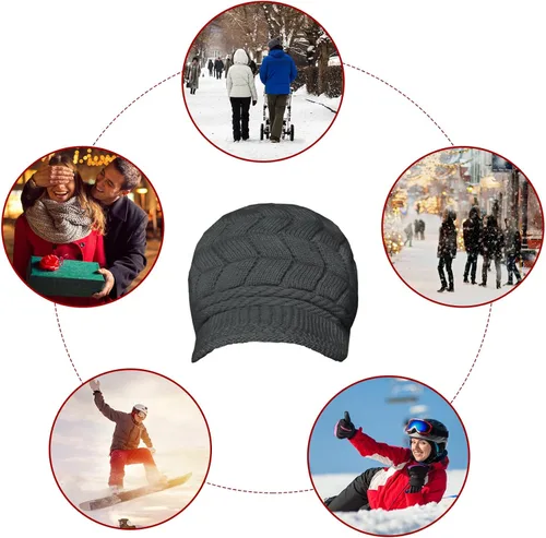 Vista 3 de Loritta Gorro de invierno para mujer, gorro de lana con visera