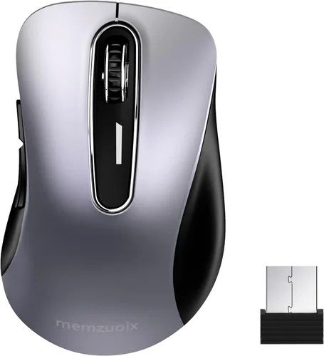 Vista 23 de memzuoix Ratón inalámbrico de 2.4G, mouse de computadora de 1400 DPI con receptor USB, ratones USB inalámbricos portátiles a batería para laptop